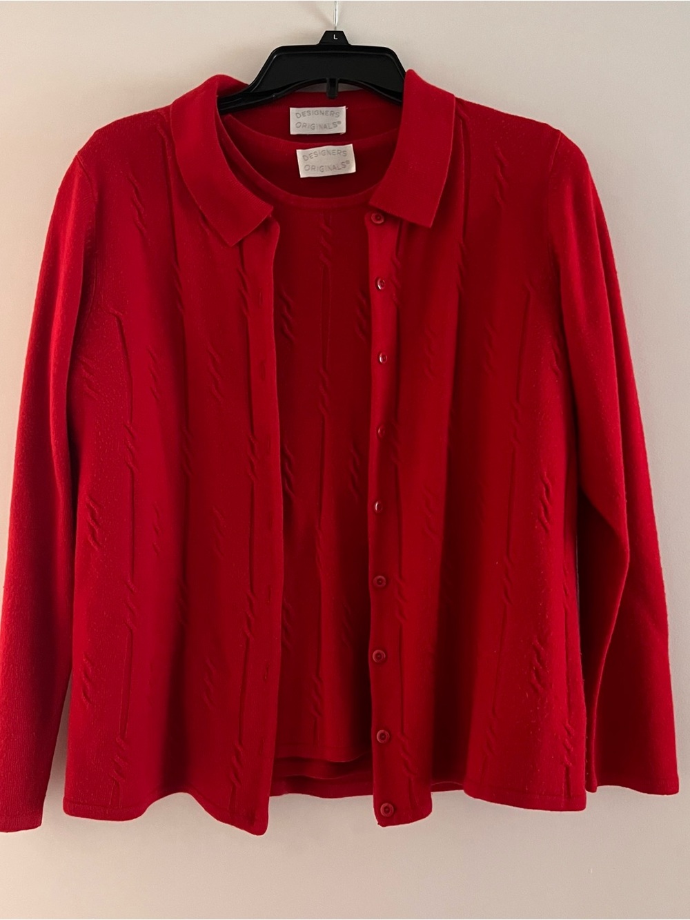 Designers Originals Bright Red Button-Front Cardigan Set